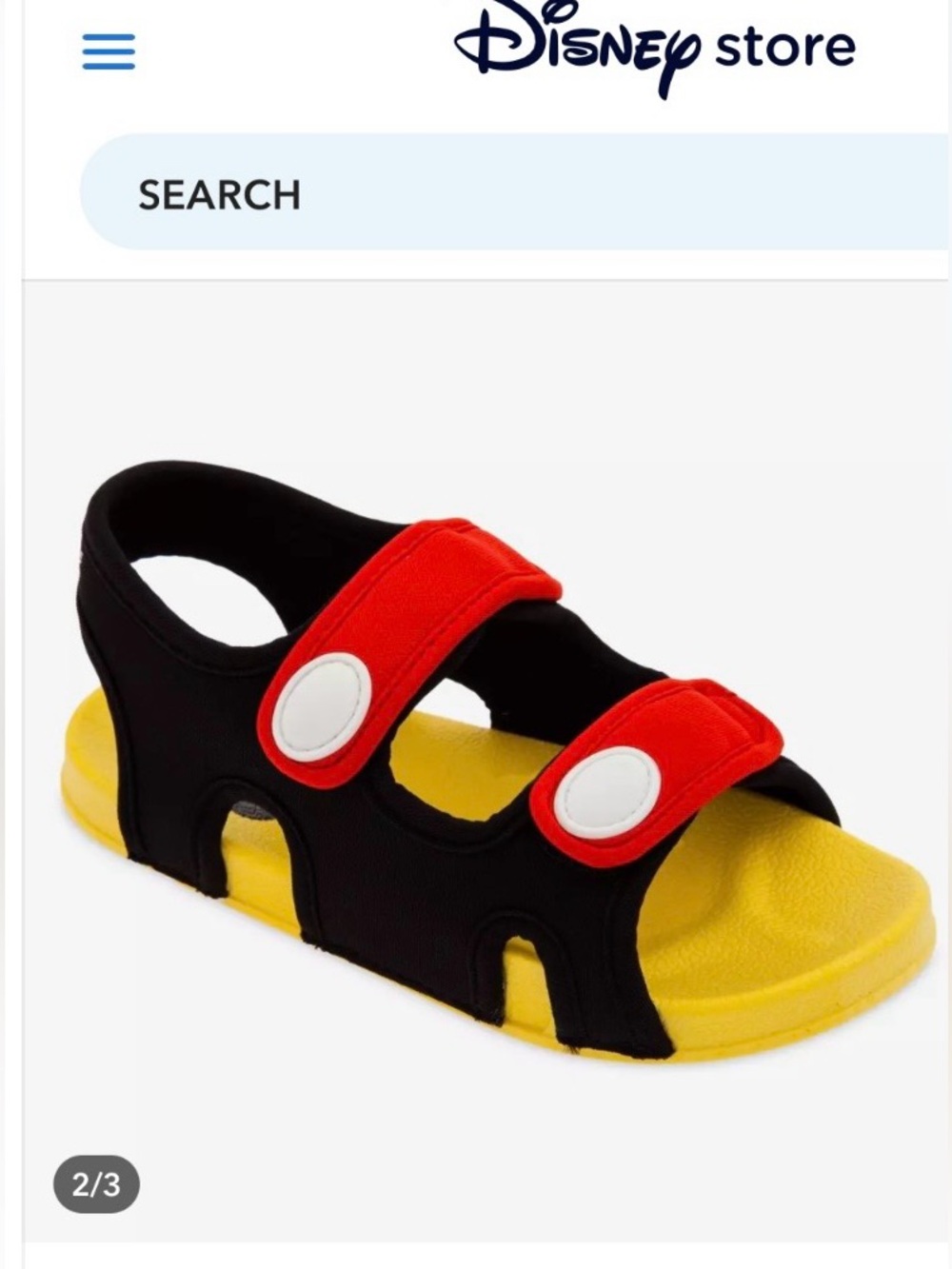 Disney Black, Red & Yellow Toddler/baby Sandals